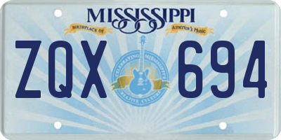 MS license plate ZQX694