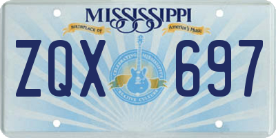 MS license plate ZQX697