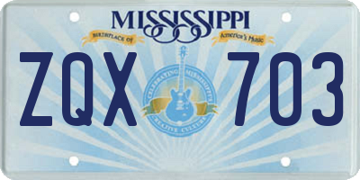 MS license plate ZQX703