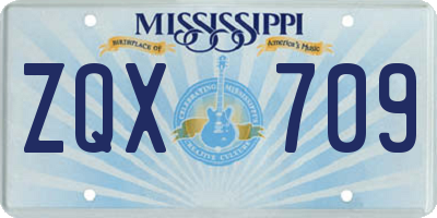 MS license plate ZQX709
