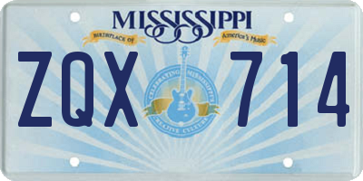MS license plate ZQX714