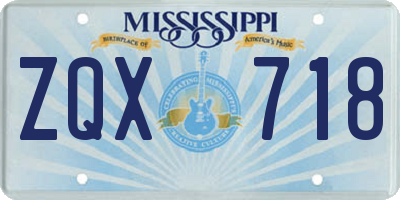 MS license plate ZQX718