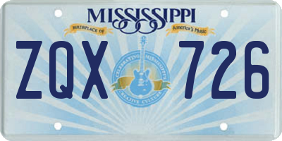 MS license plate ZQX726
