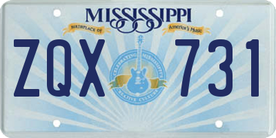 MS license plate ZQX731