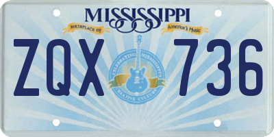 MS license plate ZQX736