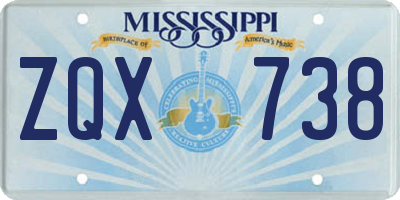 MS license plate ZQX738