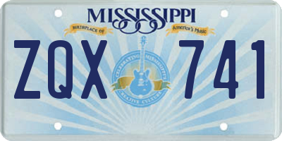 MS license plate ZQX741