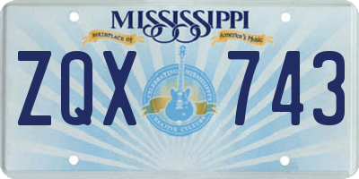 MS license plate ZQX743