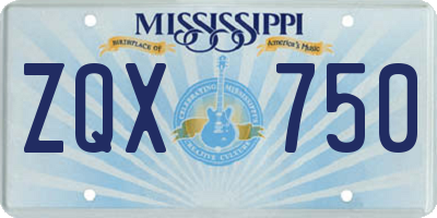 MS license plate ZQX750