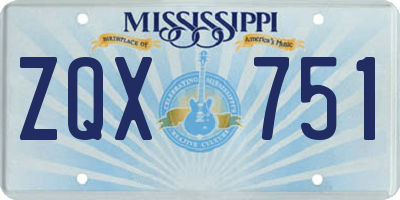 MS license plate ZQX751