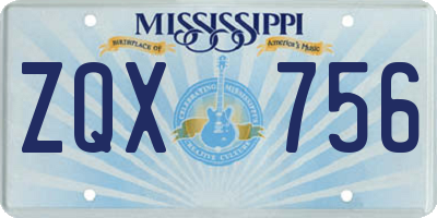 MS license plate ZQX756
