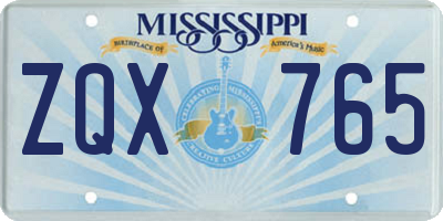 MS license plate ZQX765