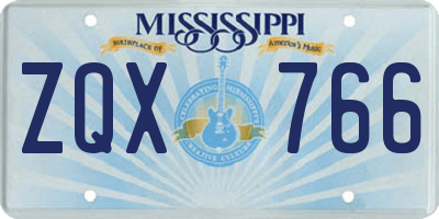 MS license plate ZQX766