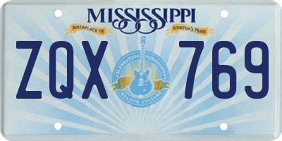 MS license plate ZQX769