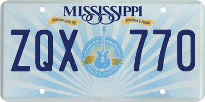 MS license plate ZQX770