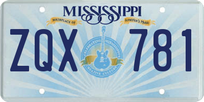 MS license plate ZQX781