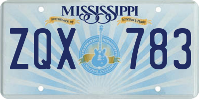 MS license plate ZQX783