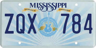 MS license plate ZQX784