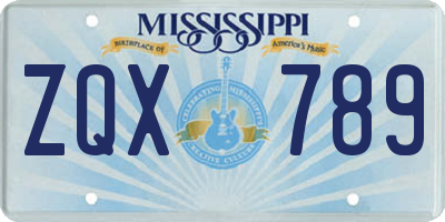 MS license plate ZQX789