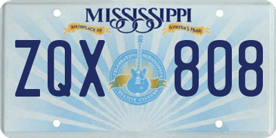 MS license plate ZQX808