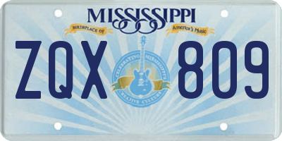 MS license plate ZQX809