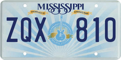 MS license plate ZQX810