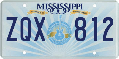 MS license plate ZQX812