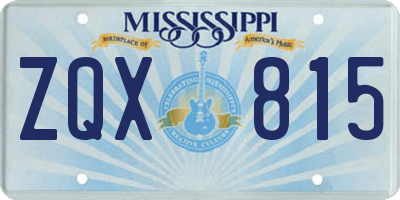 MS license plate ZQX815