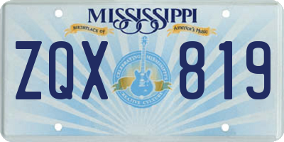 MS license plate ZQX819