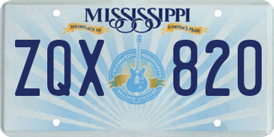 MS license plate ZQX820