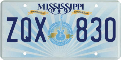 MS license plate ZQX830