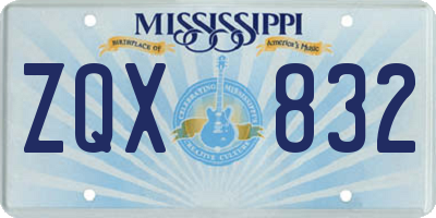 MS license plate ZQX832