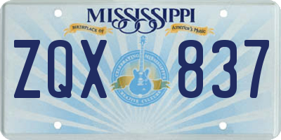 MS license plate ZQX837