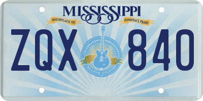 MS license plate ZQX840