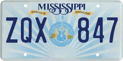 MS license plate ZQX847