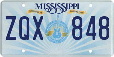 MS license plate ZQX848