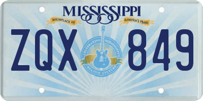 MS license plate ZQX849