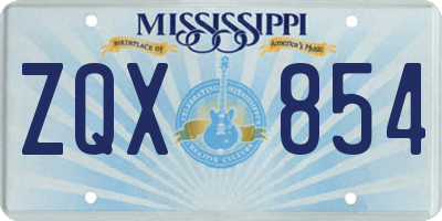 MS license plate ZQX854