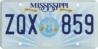 MS license plate ZQX859