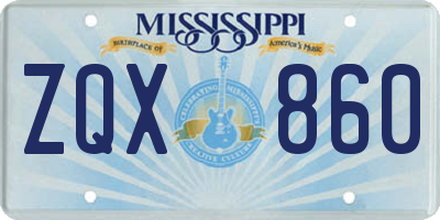 MS license plate ZQX860