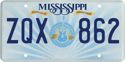 MS license plate ZQX862