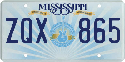 MS license plate ZQX865