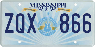 MS license plate ZQX866