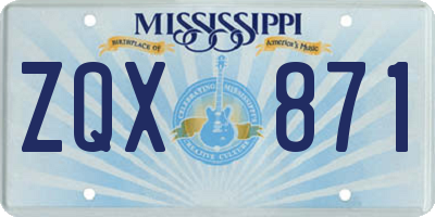 MS license plate ZQX871