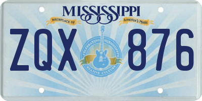 MS license plate ZQX876