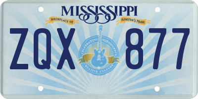 MS license plate ZQX877