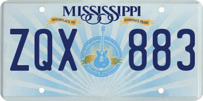 MS license plate ZQX883