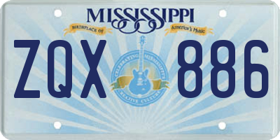 MS license plate ZQX886