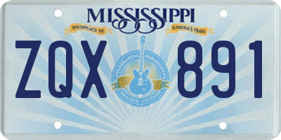 MS license plate ZQX891