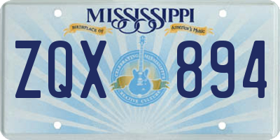 MS license plate ZQX894